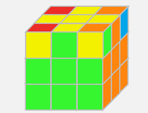 Rubik's cube avant permutation de faces jaunes